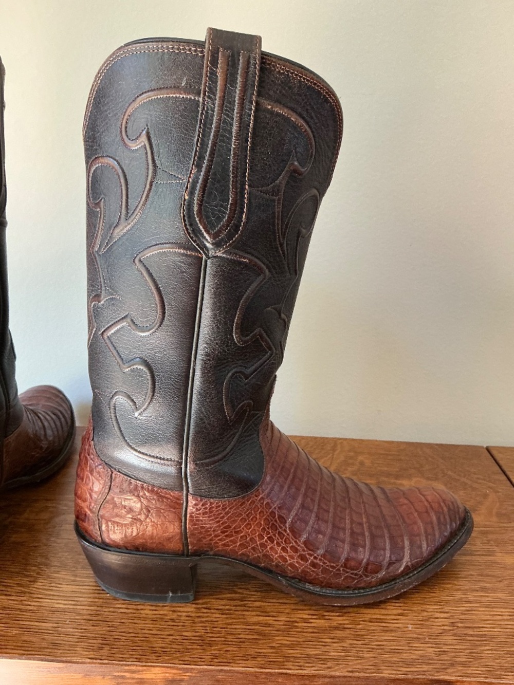 Lucchese Men’s Caiman Belly Boots Sienna Brown Sz 10D M1635 - Picture 4 of 13